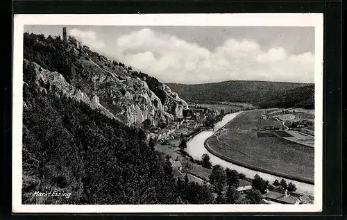 AK Essing, Ortsansicht und Flusspartie aus der Vogelschau