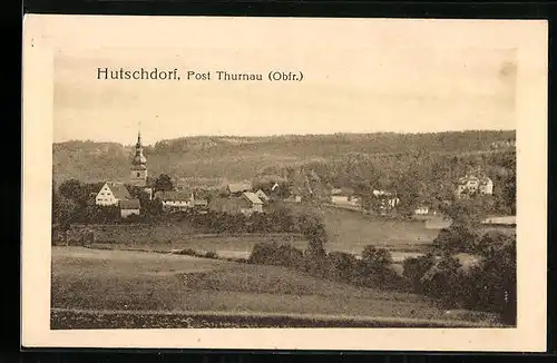 AK Hutschdorf, Ortsansicht mit Kirche