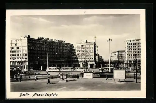AK Berlin, Alexanderplatz mit Strassenbahn