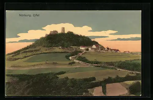 AK Nürburg / Eifel, Ortsansicht mit Burgruine