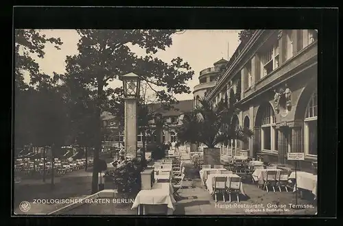 AK Berlin, Zoologischer Garten, Haupt-Restaurant, Grosse Terrasse