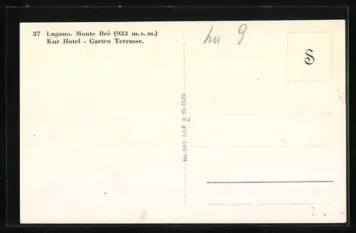 AK Lugano, Monte Brè, Kulm-Hotel mit Gartenterrasse