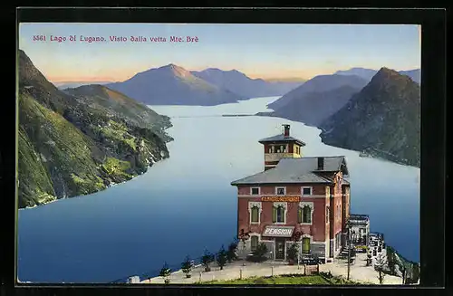 AK Lugano, Lago di Lugano, Kulm-Hotel, Visto dalla vetta Mte. Brè