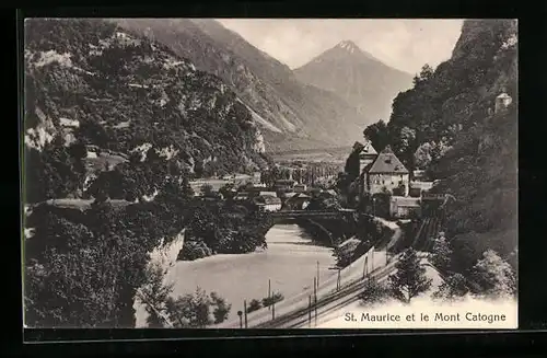 AK Saint-Maurice, Vue Générale et le Mont Catogne