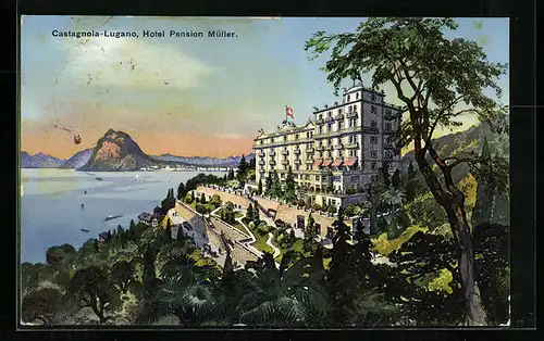 AK Castagnola-Lugano, Hotel-Pension Müller