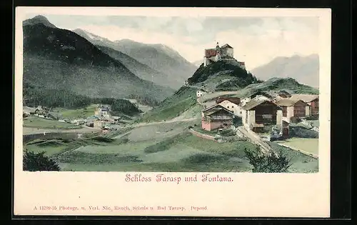 AK Fontana, Ortspartie mit Schloss Tarasp