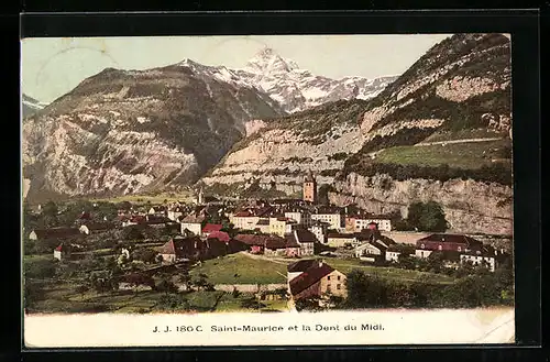 AK Saint-Maurice, Vue générale et la Dent du Midi