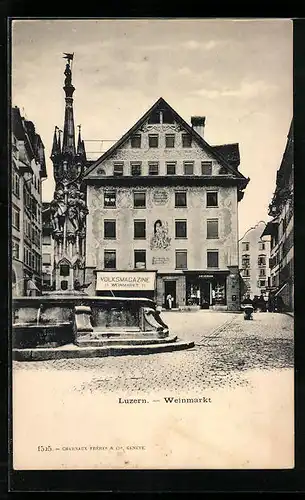 AK Luzern, Brunnen am Weinmarkt