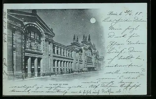 Mondschein-AK Paris, La Gare du Nord