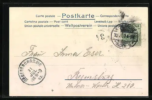 Lithographie Karlsruhe, Totale aus der Vogelschau