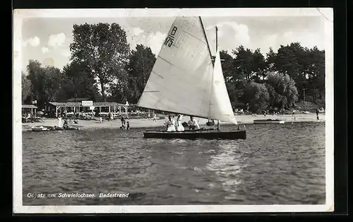 AK Goyatz am Schwielochsee, Badestrand und Segelboot