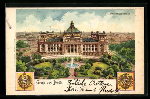 AK Berlin-Tiergarten, Blick auf das Reichstagsgebäude