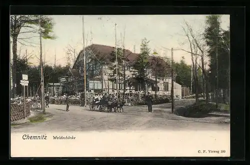 AK Chemnitz, Blick zum Gasthaus Waldschänke