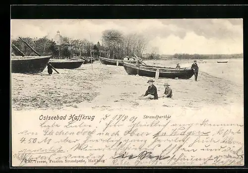 AK Haffkrug / Ostseebad, Strand mit Ruderbooten