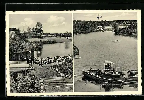 AK Güster / Lbg., Campingplatz und See-Ansichten