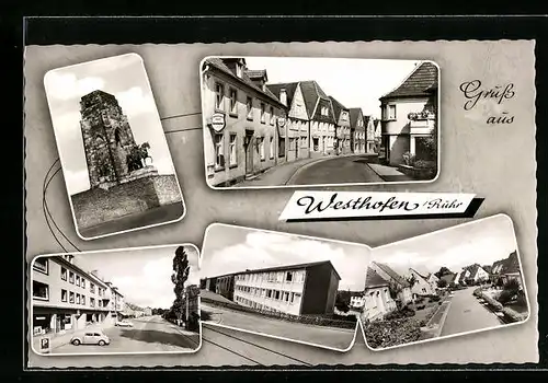 AK Westhofen / Ruhr, Teilansichten, Gebäude, Ehrenmal