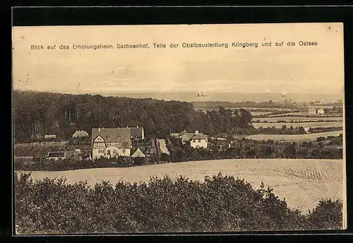 AK Klingberg, Erholungsheim Sachsenhof mit Blick auf die Ostsee