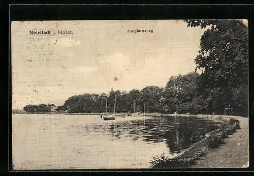 AK Neustadt / Holstein, Idylle am Jungfernstieg