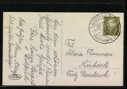 AK Grömitz / Ostseebad, Brücke mit Strand