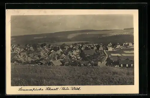 AK Schnett / Thür. Wald, Totale von der Bergwiese aus gesehen