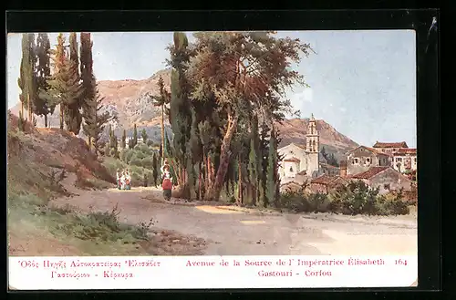 AK Corfou, Gastouri, Avenue de la Source de l`Imperatrice Elisabeth