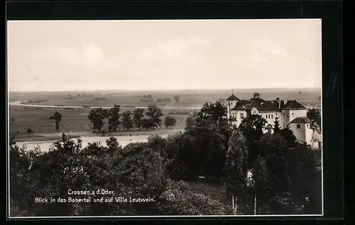 AK Crossen a. d. Oder, Blick in das Bobertal und auf Villa Leutwein