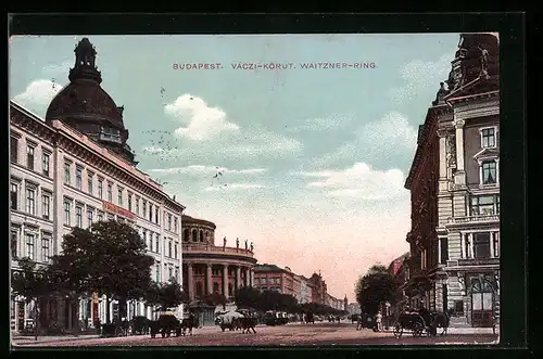 AK Budapest, Kutschen auf dem Waitzner-Ring