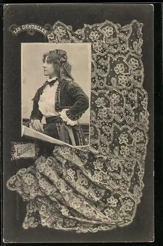 AK Luxeul, Les Dentelles, Frau in Tracht, klöppeln