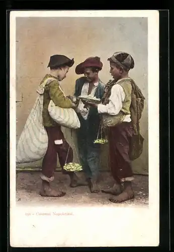 AK Neapel / Napoli, Kinder in Trachten handeln in den Gassen