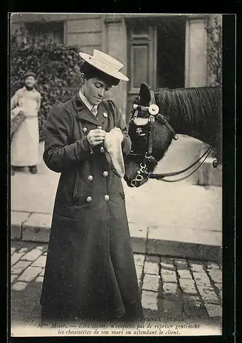 AK Paris, Les Femmes Cocher, Frau mit ihrem Pferd, Emanzipation