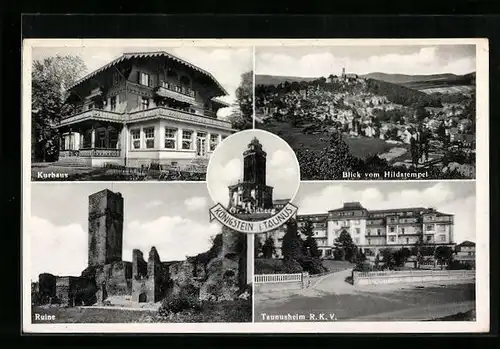 AK Königstein im Taunus, Taunusheim R.K.V., am Kurhaus, Blick vom Hildatempel, an der Ruine