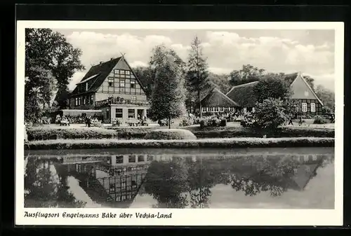 AK Engelmanns Bäke über Vechta-Land, das Gasthaus am Ufer