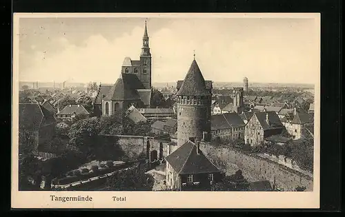 AK Tangermünde, Totalansicht mit Blick zur Kirche