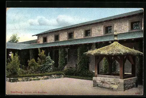 AK Bad Homburg vor der Höhe, Kastell Saalburg, Atrium mit Brunnen