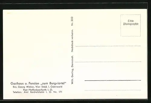 AK Reichelsheim im Odenwald, Gasthaus und Pension Zum Burgviertel