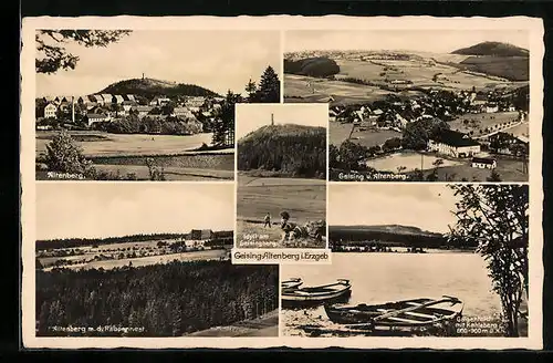 AK Geising-Altenberg i. Erzgeb., Idyll am Geisingberg, Blick auf Altenberg, Galgenteich mit Kahleberg
