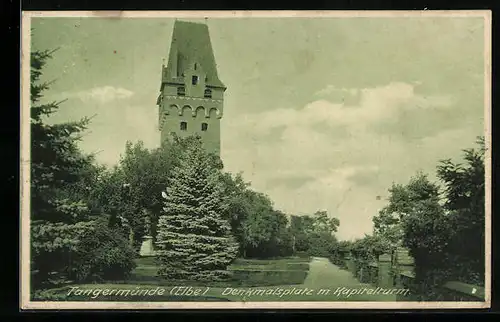 AK Tangermünde a. Elbe, Denkmalsplatz m. Kapitelturm