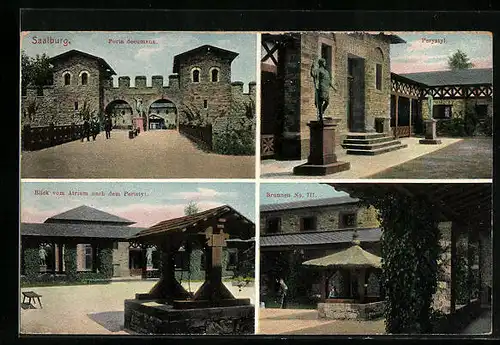 AK Bad Homburg vor der Höhe, Kastell Saalburg, Porta Decumana, Blick vom Atrium nach dem Peristyl