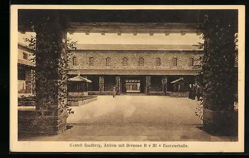 AK Bad Homburg vor der Höhe, Kastell Saalburg, Atrium mit Brunnen II v III v Exerzierhalle