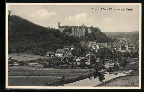 AK Nossen i. Sa., Blick von der Bastei auf den Ort und das Schloss