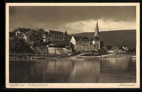 AK Neckargemünd, Blick zur Kirche am Neckarufer