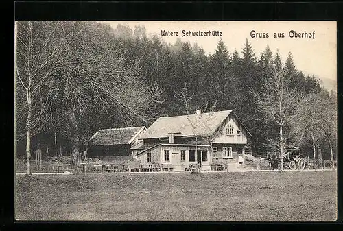 AK Oberhof im Thür. Wald, auf der Wiese vor der Unteren Schweizerhütte