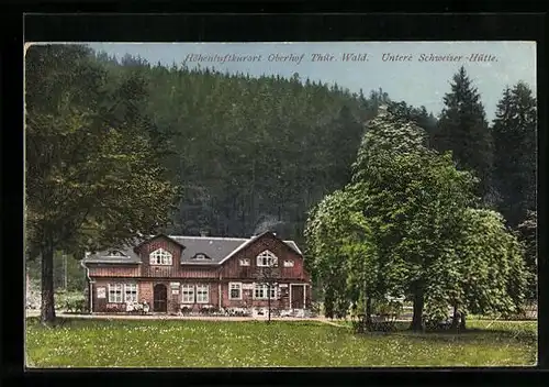 AK Oberhof i. Thür., Blick auf die Untere Schweizer-Hütte