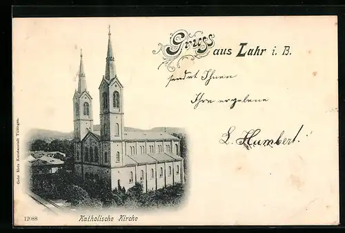 AK Lahr i. B., Blick auf die katholische Kirche