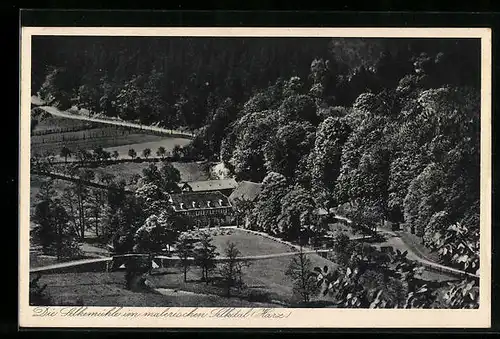 AK Selkemühle b. Ballenstedt, Fliegeraufnahme des Hotel Burg Anhalt