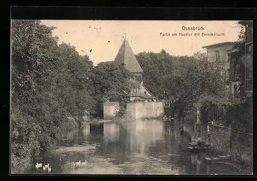 AK Osnabrück, Partie am Hasetor mit dem Pernickelturm