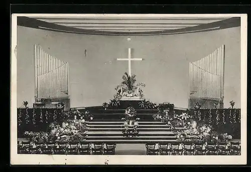 AK Wiesbaden, Inneres der Kreuzkirche zum Erntedankfest