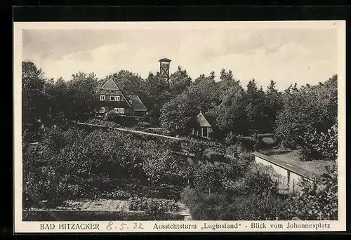AK Bad Hitzacker, Aussichtsturm Luginsland, Blick vom Johannesplatz