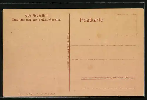 Künstler-AK Bad Lobenstein, Burgruine nach einem alten Gemälde