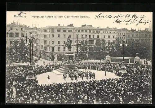 AK Hamburg, Promenaden-Konzert vor dem Kaiser Wilhelm-Denkmal